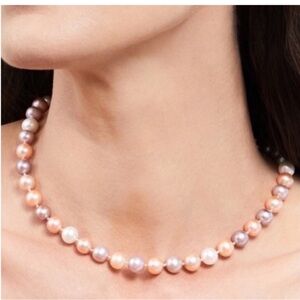 Genuine Cultured Pearl Multicoloured High Lustre 14k Gold Latch Necklace